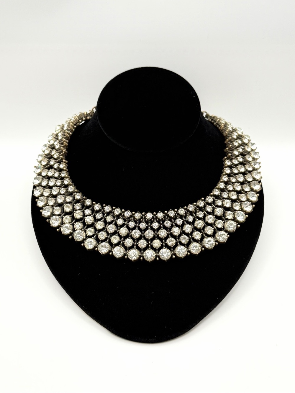 Zara Crystal Collar Necklace Antique Bronze 15-17”